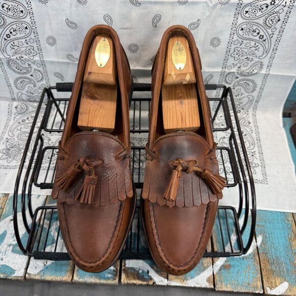 FOOTJOY KILTIE TASSEL MOC LOAFERS COGNAC BROWN LEATHER LOAFER MENS 11.5C EUC main image 8